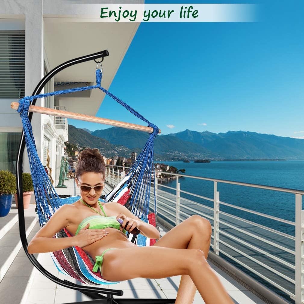 Chair Stand, Hanging Hammock Chair Stand C Stand Outdoor Indoor Solid Steel Heavy Duty Stand Only Construction for