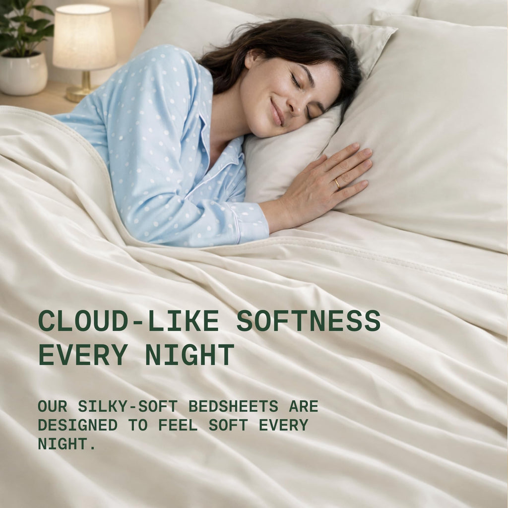 Sheets Set King Size - Silky Soft & Cooling - Light Beige