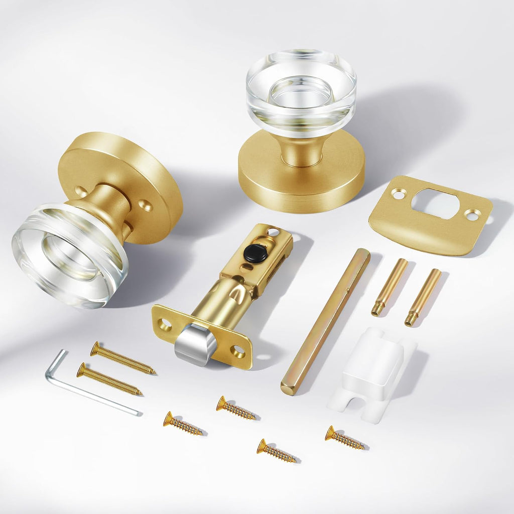 Glass Door Knobs Gold Door Knob Interior Satin Brass Privacy Door Knob and Bathroom Crystal Door Knob