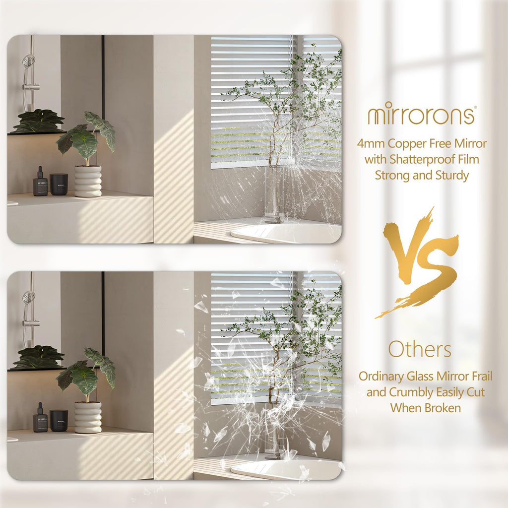 Bathroom Mirror 40"x30" Rounded Corner Frameless Mirror for Wall
