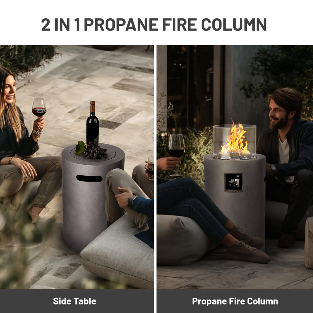 17 inch Small Propane Fire Pit, 50, 000 BTU Outside Gas Fire Column