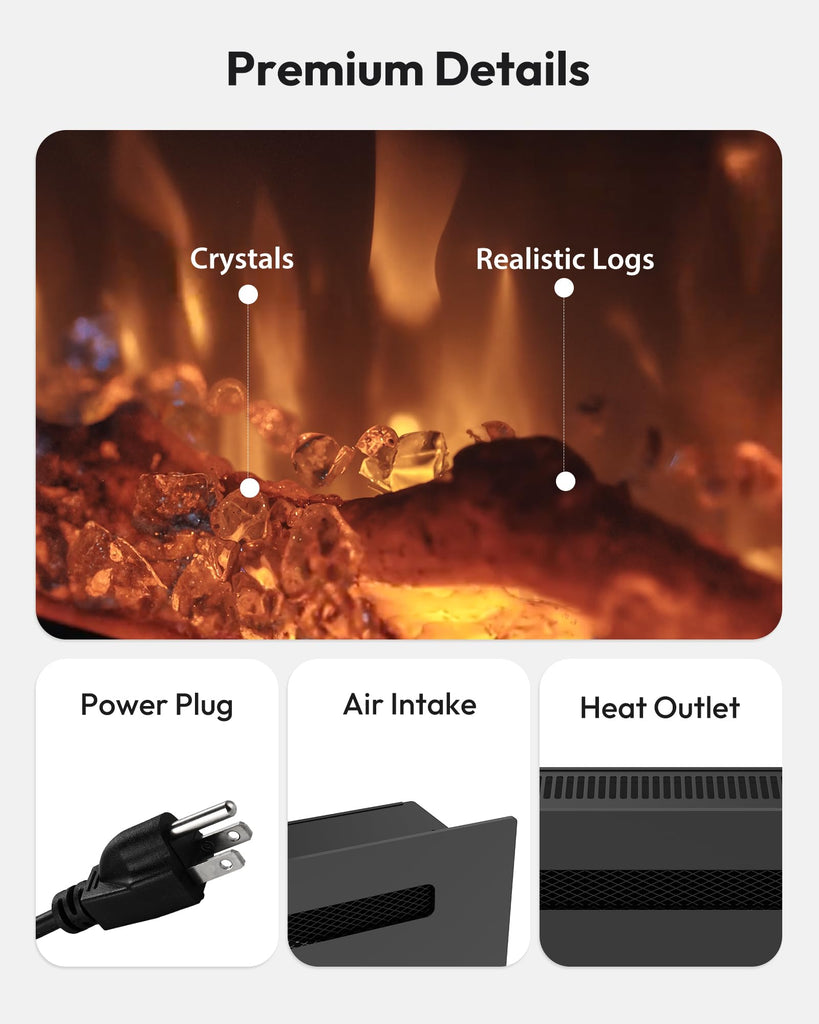 50 Inch Electric Fireplace Recessed Wall Mounted