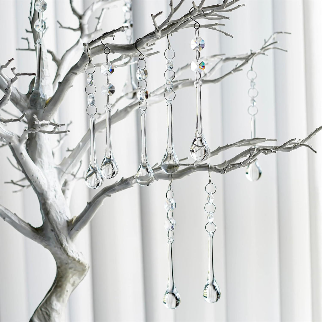 10 Pcs 5.3 Inch Crystal Raindrop Octagon Beads Chandelier Lamp Pendants - Crystal Raindrop Pendants with Octagon