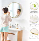 Gold Round Wall Mirror 30 Inch, Bathroom Mirrors for Over Sink, Wall Decor , Vanity