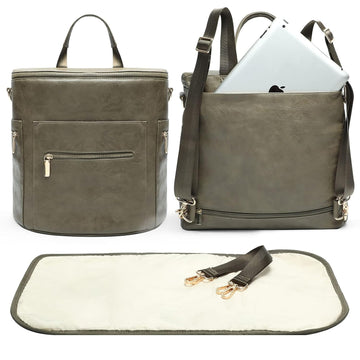 Diaper Bag Backpack Baby Diaper Bag, Large Leather Diaper Backpack with 16 Pockets Travel Diaper Bag with Diaper