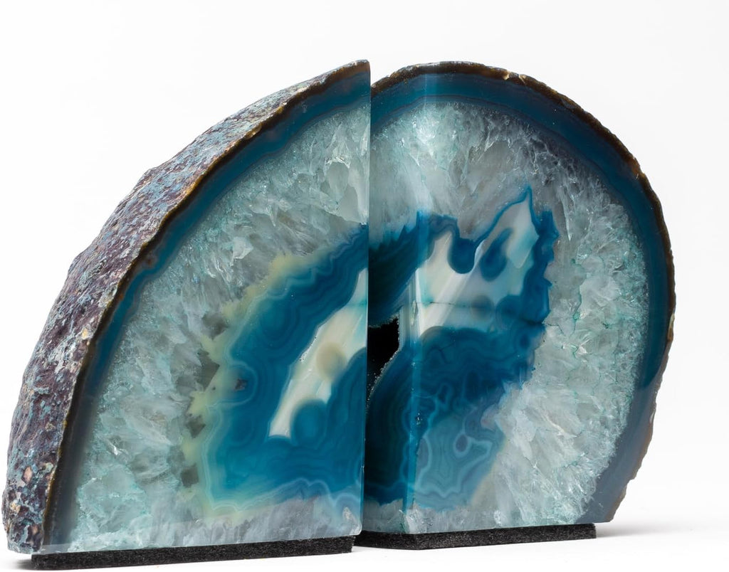 Agate Bookends, Home Décor (3.5-6 lbs, Teal)