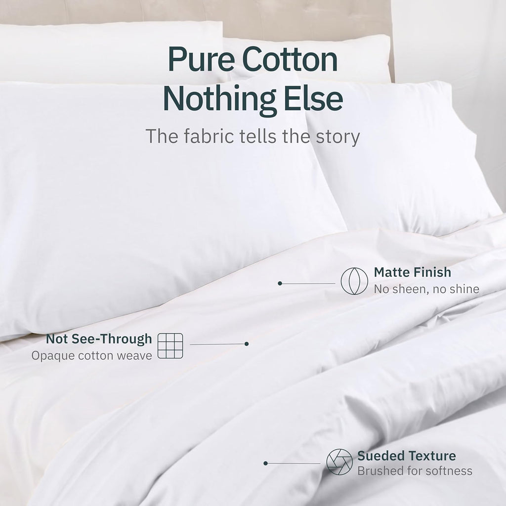 Super Soft 100% Cotton Twin Sheets, 3 Pc Set, White