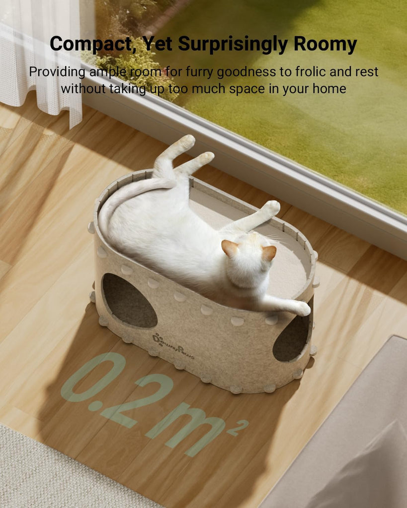 Cat House for Indoor Cats, Cat Bed Cave for Multiple & Large Cats Up to 22 Lbs, Scratch Resistant