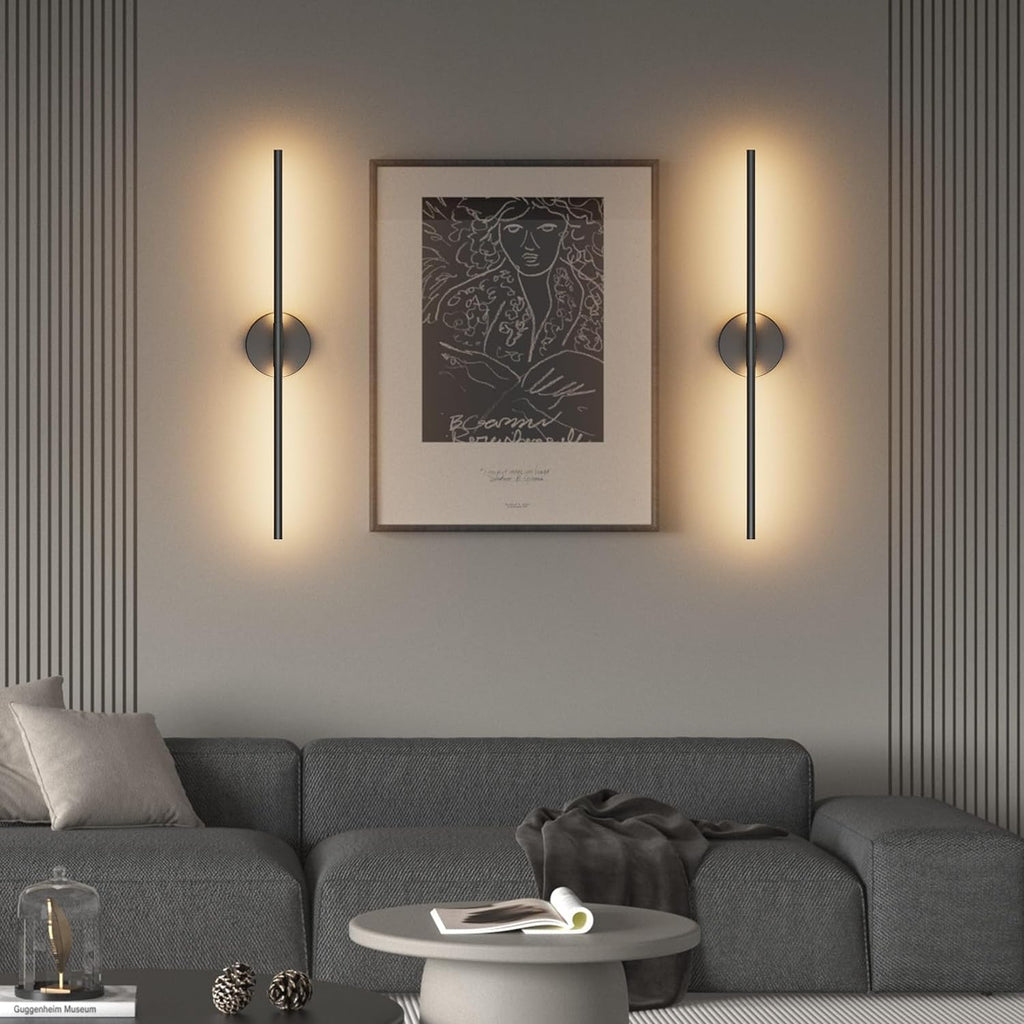 Black Wall Sconce 28In Hardwired Vanity Light Fixture 3000K Indoor Bathroom Sconce Over Mirror 360° Rotate