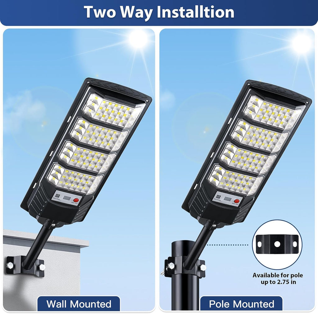 2 Pack Solar Street Lights Outdoor Waterproof,6500K LED Motion Sensor Lights,Dusk to Dawn Solar Flood Lights with