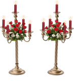2Pcs Gold Candelabra, 21in Tall Taper Candlestick 5 Arms, Wedding Candelabra, Table Centerpiecent Reception