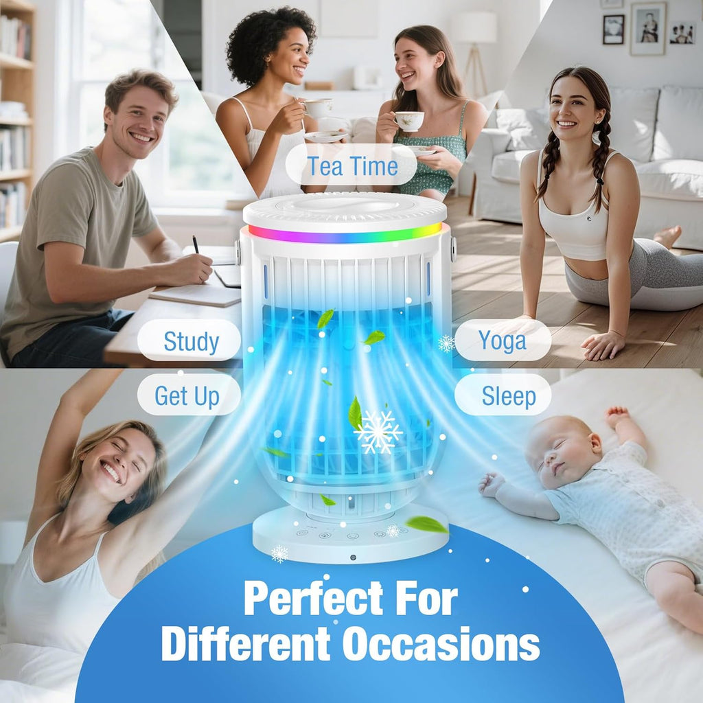 AI Portable Air Conditioners Fan with 120° Rotating Function,Evaporative Mini Room Air Conditioners