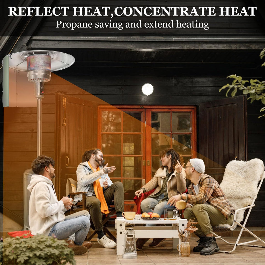 Upgraded Patio Heater Reflector Shield (3 Panels), 15" Height Heat Focusing Reflector for Round Natural Gas Propane