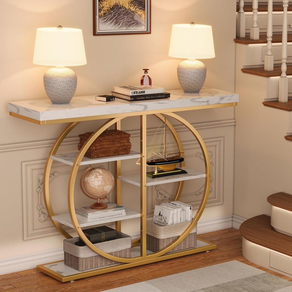41.3" Console Table , Industrial Hallway Sofa Table with Storage Shelves, Narrow Accent Decor Living Room Furniture