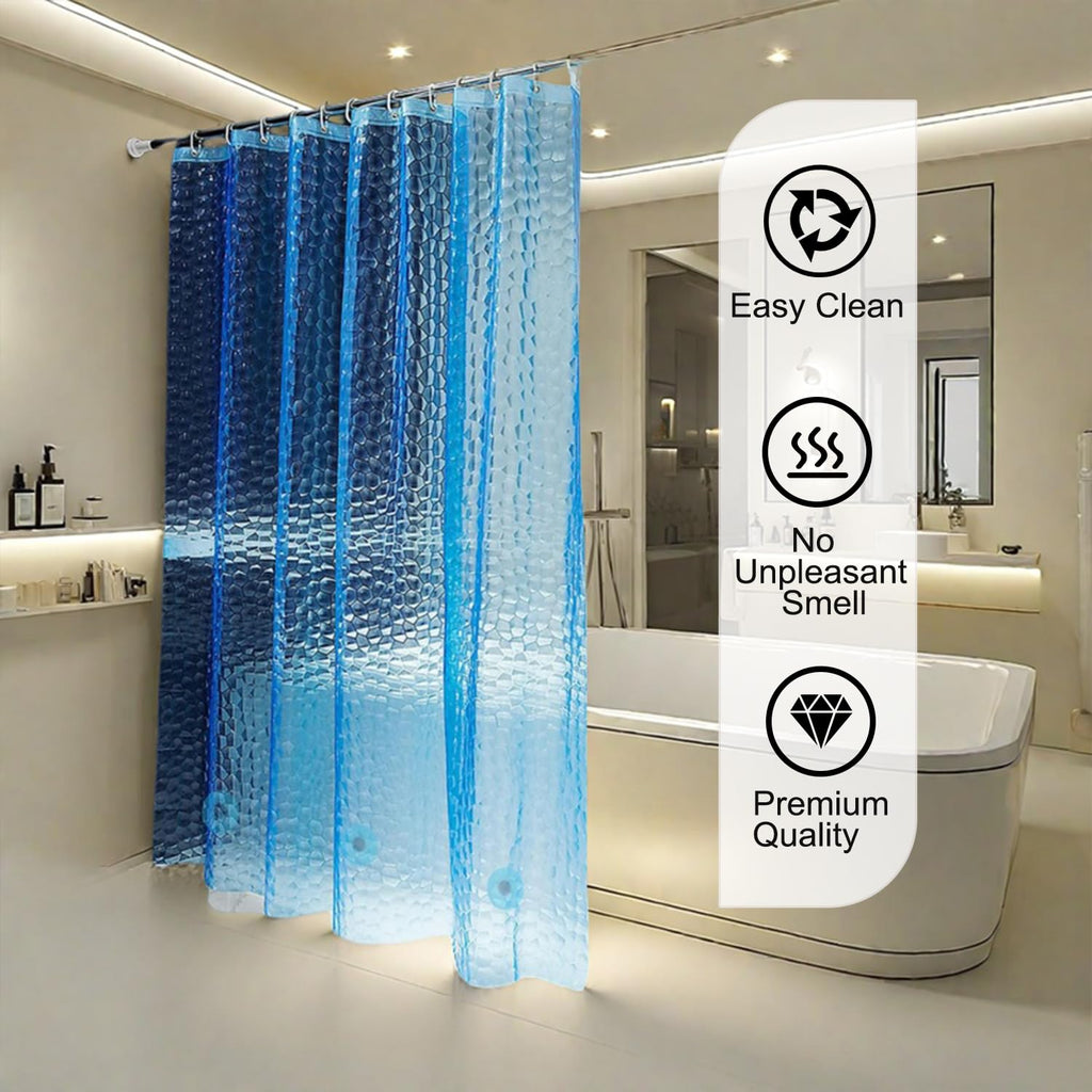 Shower Curtain Liner, 3 Pack 100% Waterproof Eva Shower Curtains with 3 Duty Heavy Bottom Magnets and 12 Rust Proof