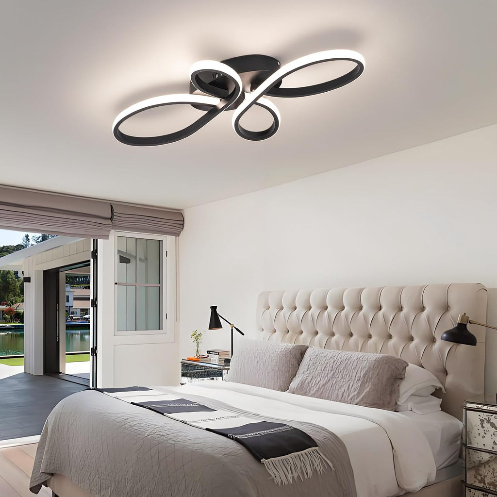 Modern LED Ceiling Light, Hallway Light Black Close to Ceiling Light Bedroom Balcony Bathroom Room (23.62Inch)
