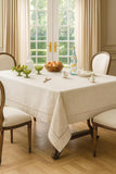 Toscana Contemporary Hemstitched Linen Blend 60 x 60 Inch Table Cloth for Dinner Table, Parties, Wed