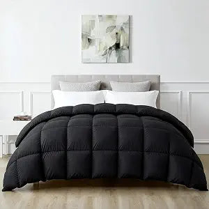 Goose Feather Down Fiber Comforter Twin, Lightweight 100% Cotton Duvet Insert Medium Warmth, Cloud Soft Hotel Luxury