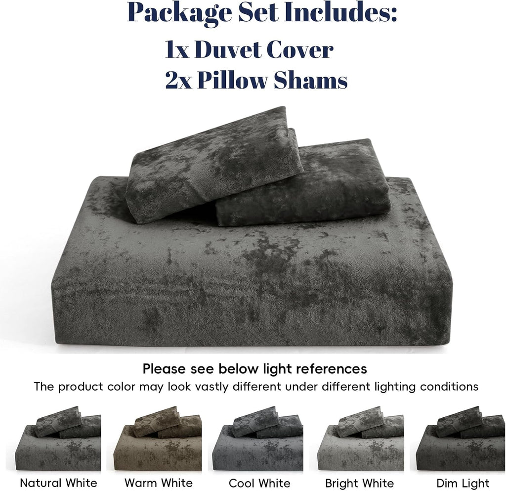 Duvet Cover Set, 3pcs Ultra Soft Breathable Comforter Cover Set, Luxury Cozy Flannel Duvet Cover