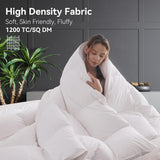 Goose Feather Down Fiber Comforter Queen, 100% Organic Cotton Fabric Duvet Insert,1200TC,750+Fill Po
