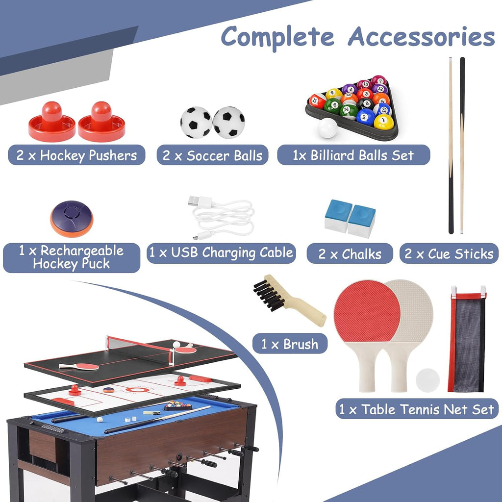 54" 4-in-1 Swivel Multi-Game Table -Combo Game Table Set for Kids, Adults - Indoor and Outdoor Arcade Sports Table