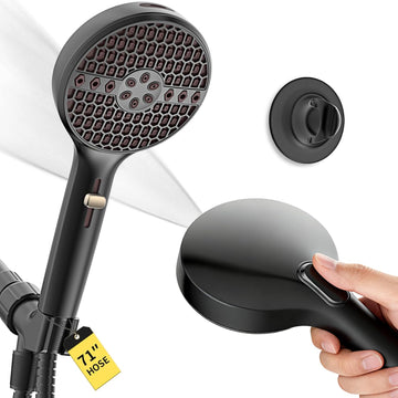 Black Handheld Shower Head, 9 Spray Modes High Pressure Shower head with Power Wash