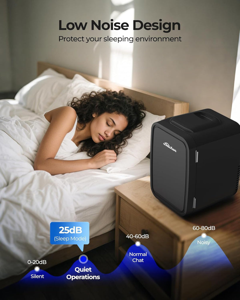 Mini Fridge, 4 Liter/6 Can Portable Refrigerator for Bedroom Office Dorm Car - Fast Cooling, Low Noise, 100-125V