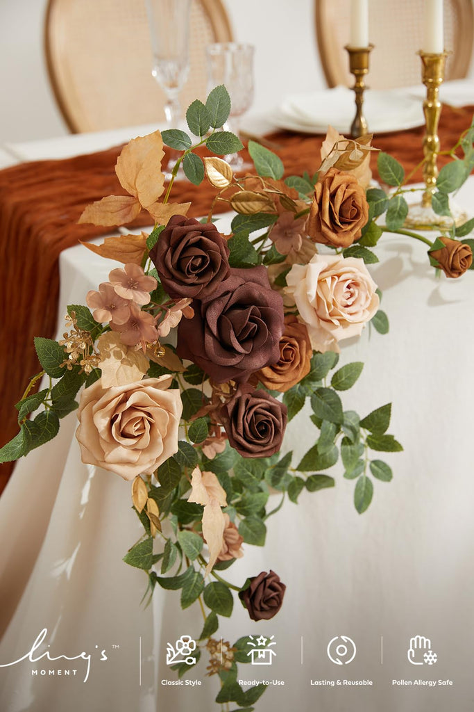 2PCS Artificial Floral Swags, Walnut Brown