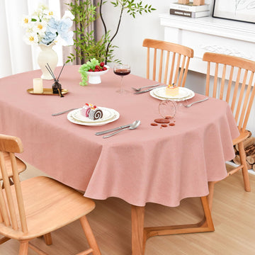 Oval Tablecloth 52 x 70 Inches Faux Linen Water Resistant