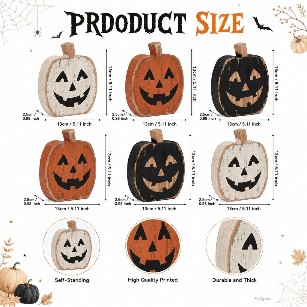 Halloween Pumpkin Decor Indoor, Halloween Decorations Kitchen - Set of 6