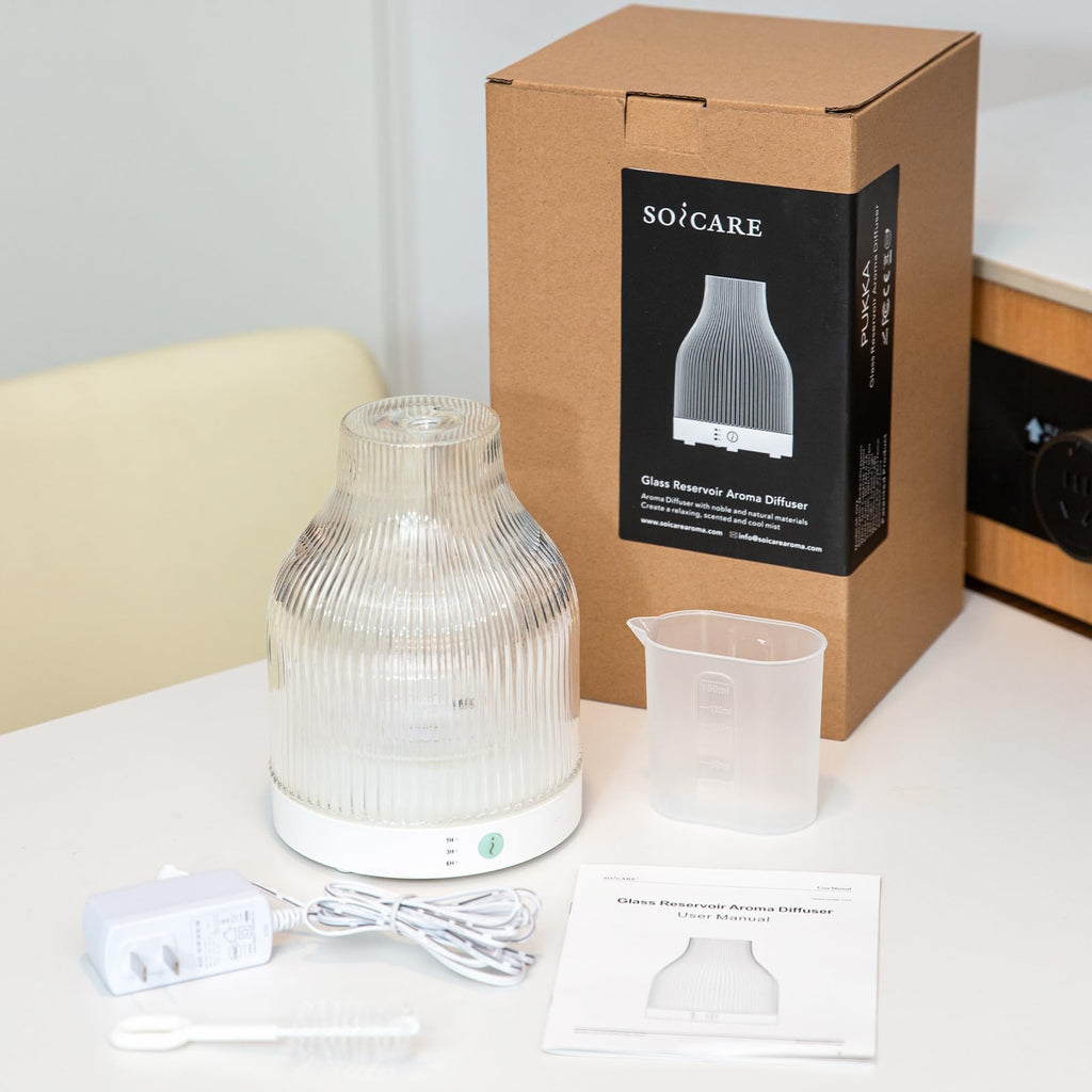 Glass Essential Oil Diffuser 200ml, 7-Color LED