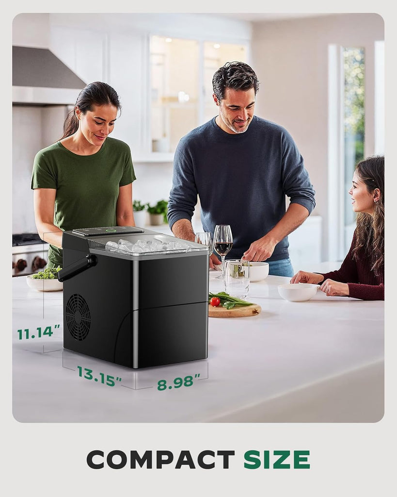 Ice Maker Countertop with Expandable 2.5L Ice Basket & 1.8L Water Tank, 9 Bullet Ice Cubes in 6 Mins, Portable Ice