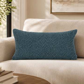 Boucle Lumbar Pillow Cover 16x24 inch Dusty Blue