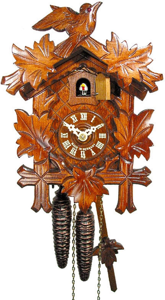 Original German cuckoo-clock (certified), mechanical 1-day movement with 1 bird and 5 leaves, coo-coo clocks from the Black-Forest,...