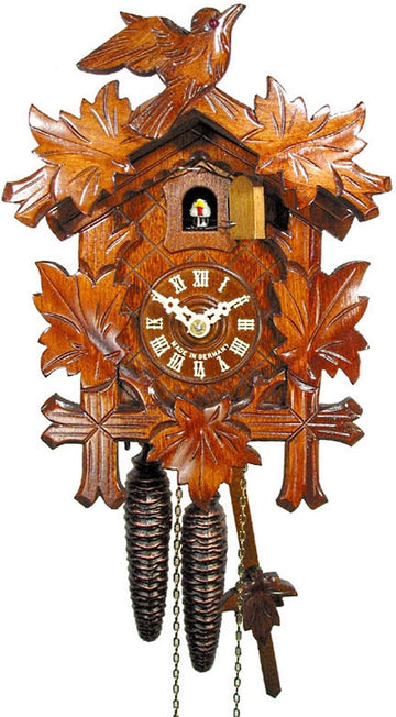 Original German cuckoo-clock (certified), mechanical 1-day movement with 1 bird and 5 leaves, coo-coo clocks from the Black-Forest,...