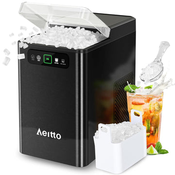 Nugget Ice Maker Countertop, Pellet Ice Machine Soft Chewable Ice 40lbs/Day, One-Click Operation, Auto Self-Cleaning