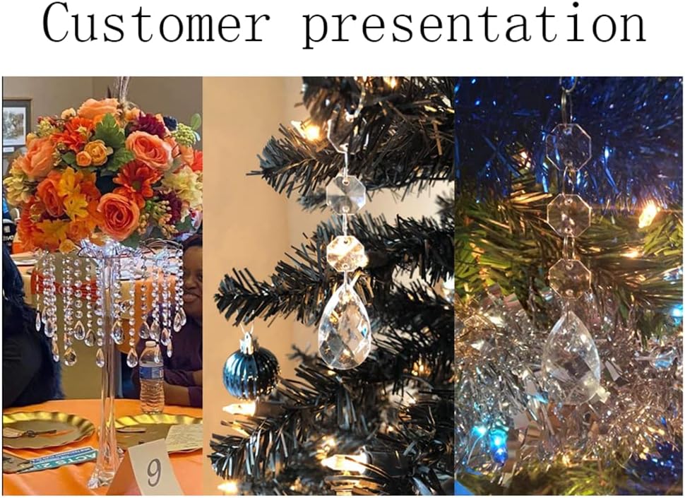 30PCS Clear Acrylic Crystal Ornament Beads Garland Chandelier Hanging Crystals for Wedding Party Celebration
