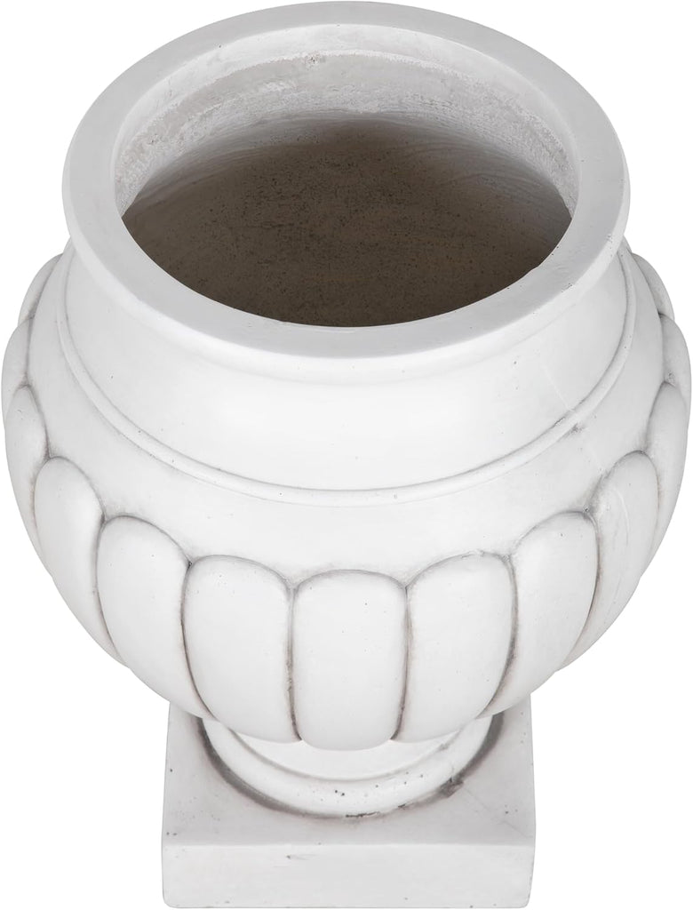 23.03" H Classical Scalloped Pedestal Urn Planter - Weather-Resistant MGO Outdoor Flower Pot for Garden, Patio &