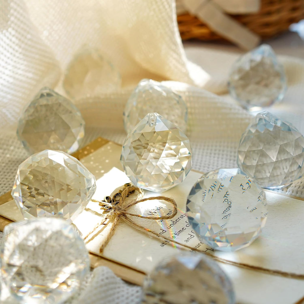Crystal Prism 10PCS 1.6" Crystal Ball Prism K9 Hanging Suncatchers - Precision Faceted Cuts Brilliant Rainbow Effects