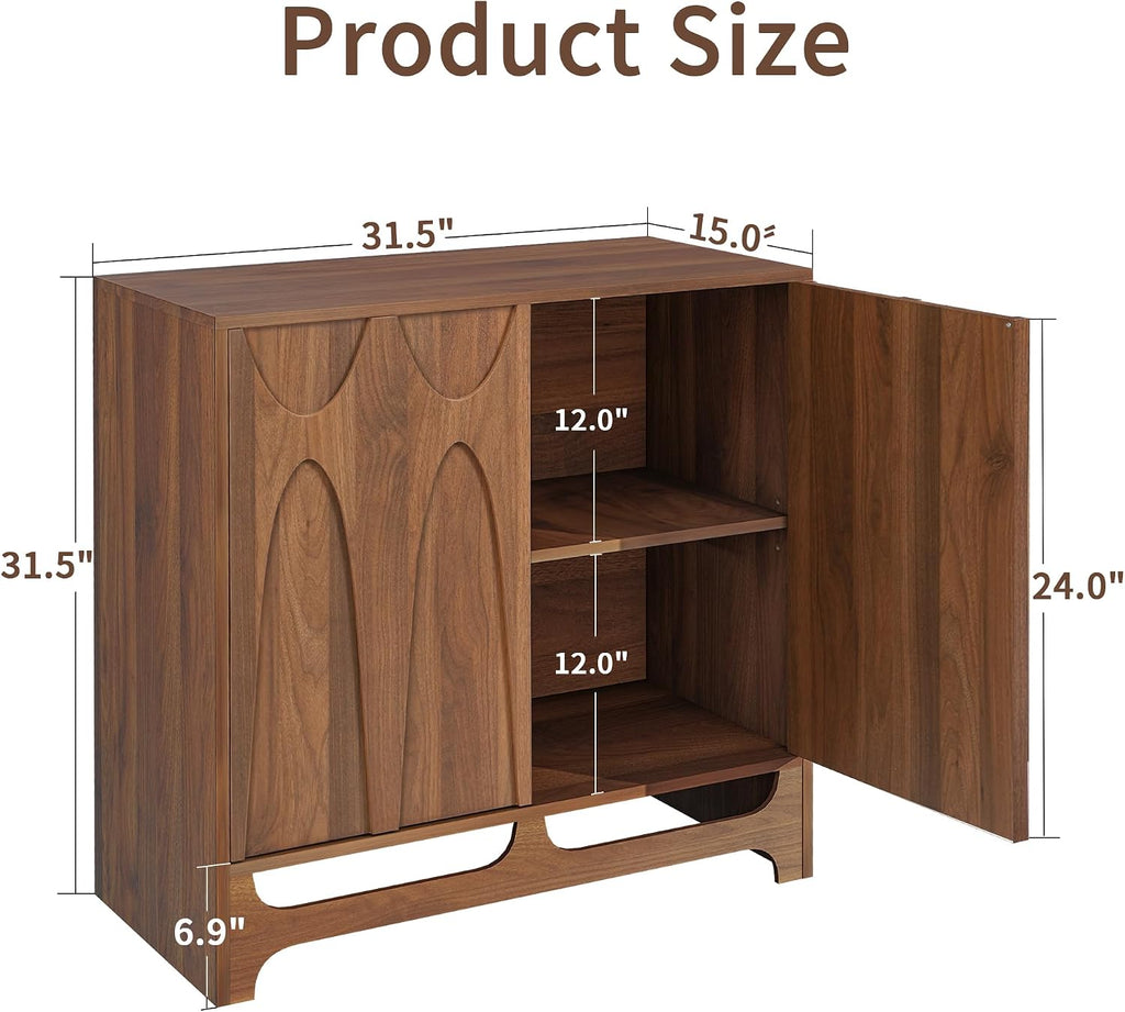 Sideboard Buffet Cabinet with Storage, 31.5" Mid Century Modern Storage Cabinet with Adjustable Shelf and 2 Doors