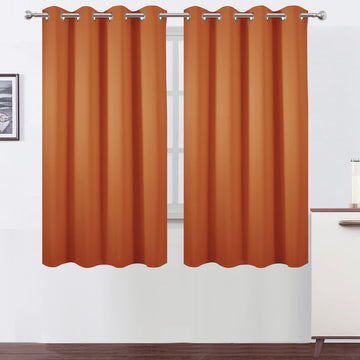 Orange Blackout Curtains 52 x 63 Inch Length/Set of 2 Curtain Panels/Thermal Insulated Room Darkening Blackout