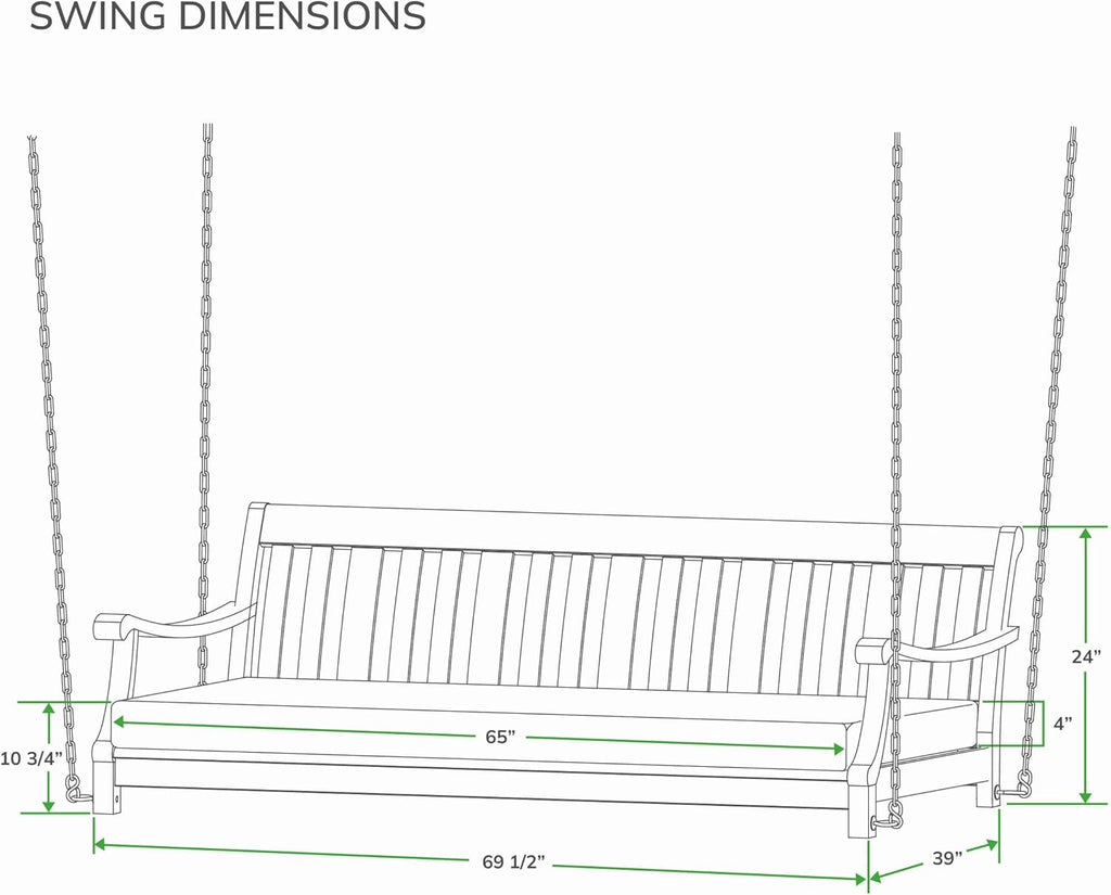 Robin Mahogany Wood 6 FT Porch Swing Bed, Upgraded Patio Porch Swing Daybed with Thick Oyster Cushion Support, 750