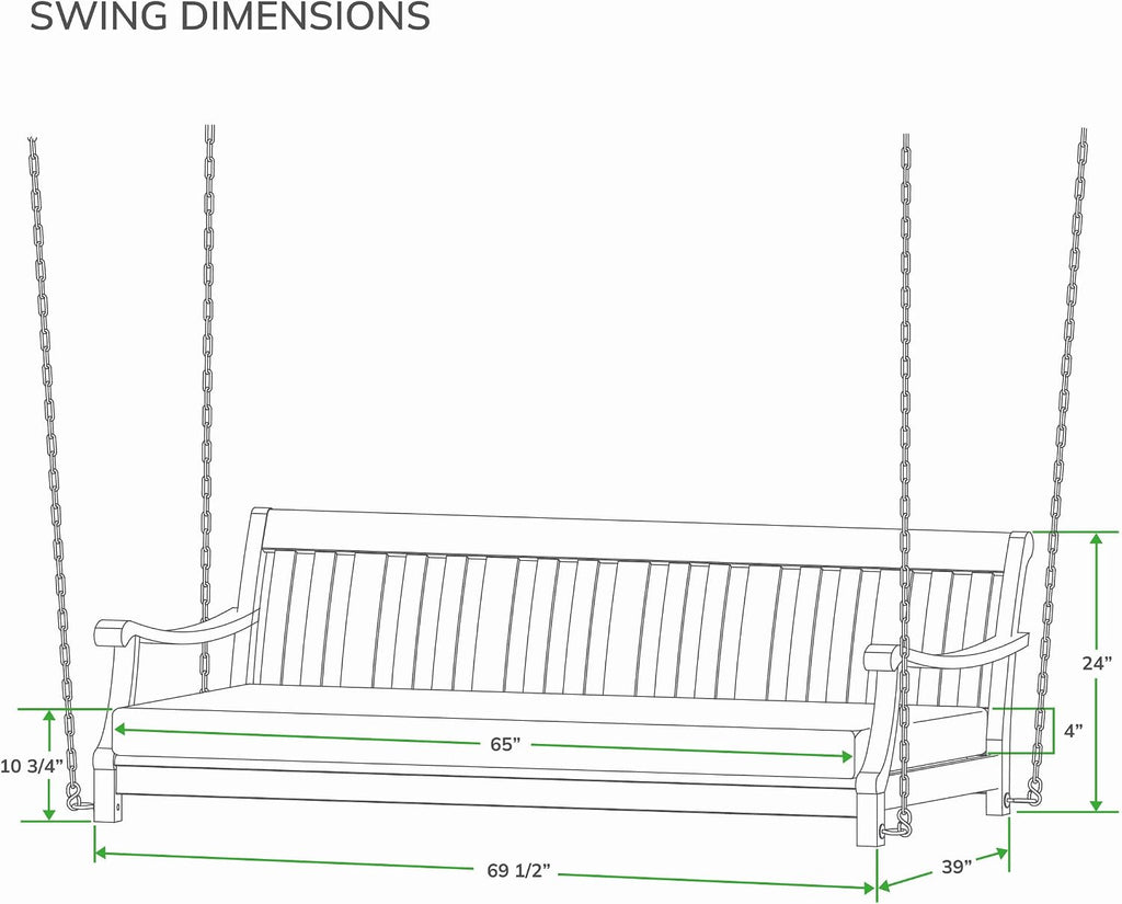 Robin Mahogany Wood 6 FT Porch Swing Bed, Upgraded Patio Porch Swing Daybed with Thick Oyster Cushion Support, 750