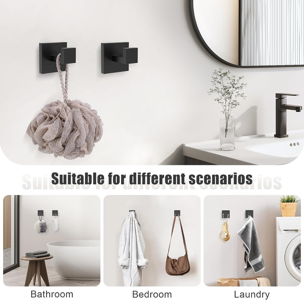Matte Black Bathroom Hardware Accessories Set 5 Pieces, Double Post Pivoting Toilet Paper Holder Set Stainless Steel