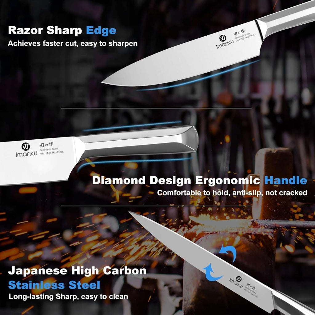 16-Pieces Knife Set, High-Carbon Stainles Steel Kitchen Knife Set | Knife Set with Block|15°Precision Edge|56±2 HRC