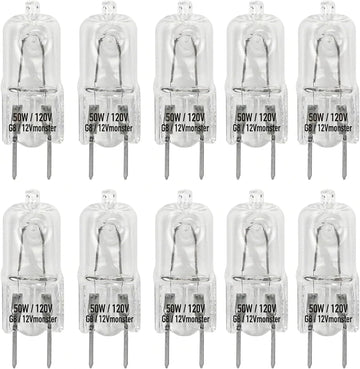 10 Pack-G8 50W 120V Halogen Light Bulbs JCD Type 110v 130v 50 Watt T4 G8 Under Cabinet Puck Lamp 120 Volt