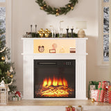 28 Inch Electric Fireplace with Mantel, Portable Freestanding Fireplace with 18 Inch Insert, 3D Realistic Flame, Shelf Storage and Remote Control, White