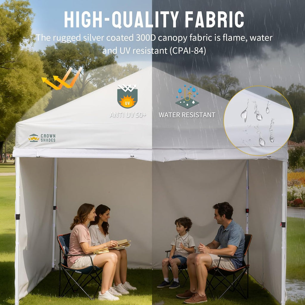10X10 Commercial Instant Pop Up Canopy, White | 300D Silver-Coated Fabric, CenterLok One Push Tent, STO-N-Go Bag