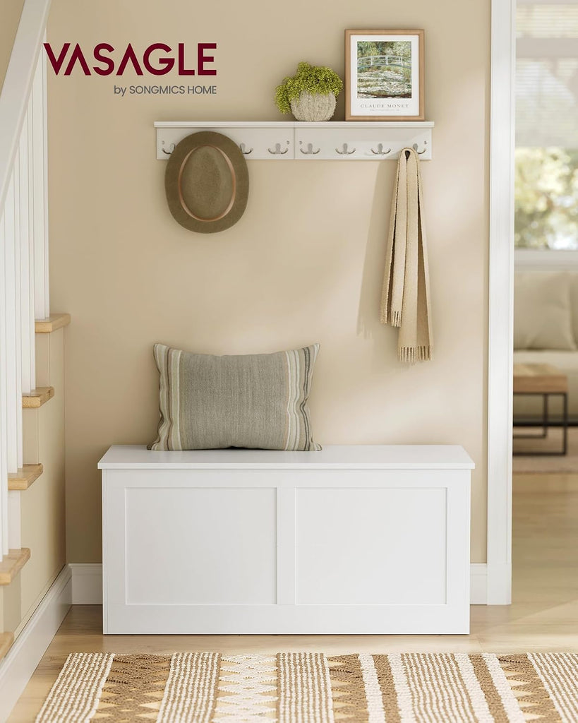 Storage Chest, Storage Trunk with 2 Safety Hinges, Storage Bench, Shoe Bench, Farmhouse Style, 15.7 x 39.4 x 18.3
