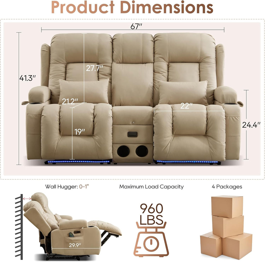 Wall Hugger Power Loveseat Recliner